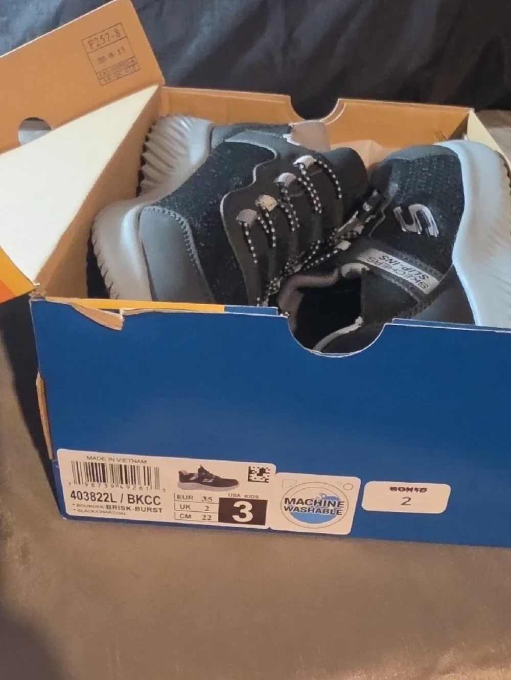 Skechers Black and Gray Slip-On Athletic Sneakers